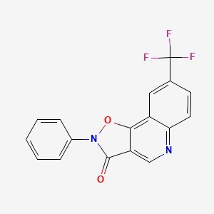 molecular formula C17H9F3N2O2 B12747768 Isoxazolo(4,5-c)quinolin-3(2H)-one, 2-phenyl-8-(trifluoromethyl)- CAS No. 103802-31-9