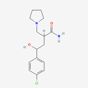 molecular formula C15H21ClN2O2 B12747793 4-(4-chlorophenyl)-4-hydroxy-2-(pyrrolidin-1-ylmethyl)butanamide CAS No. 124500-18-1