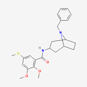 molecular formula C24H30N2O3S B12747826 exo-2,3-Dimethoxy-5-(methylthio)-N-(8-benzyl-8-azabicyclo(3.2.1)oct-3-yl)benzamide CAS No. 83130-94-3