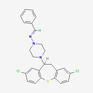 molecular formula C25H23Cl2N3S B12747891 4-(2,8-Dichloro-10,11-dihydrodibenzo(b,f)thiepin-10-yl)-N-(phenylmethylene)-1-piperazinamine CAS No. 86758-91-0