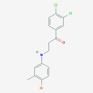 molecular formula C16H14BrCl2NO B1274790 3-(4-Bromo-3-methylanilino)-1-(3,4-dichlorophenyl)-1-propanone CAS No. 477320-61-9