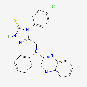 molecular formula C23H15ClN6S B12747905 1H-1,3,4-Triazole-2-thiol, 1-(4-chlorophenyl)-5-((6H-indolo(2,3-b)quinoxalin-6-yl)methyl)- CAS No. 116989-70-9