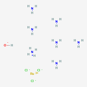 molecular formula Cl3H23N7ORu B12748098 Azanium;azane;ruthenium(3+);trichloride;hydroxide 