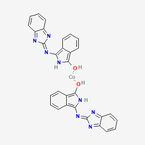 molecular formula C30H20CoN8O2 B12748199 Cobalt, bis(3-((1H-benzimidazol-2-yl-kappaN3)amino)-1H-isoindol-1-onato-kappaN2)-, (T-4)- CAS No. 63287-28-5