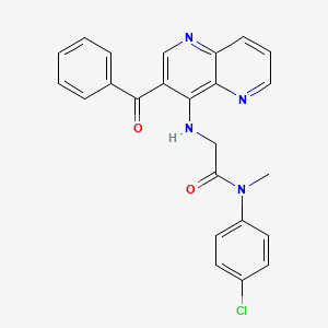molecular formula C24H19ClN4O2 B12748255 Acetamide, 2-((3-benzoyl-1,5-naphthyridin-4-yl)amino)-N-(4-chlorophenyl)-N-methyl- CAS No. 127447-83-0