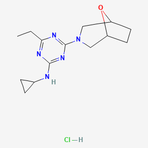 molecular formula C14H22ClN5O B12748262 N-Cyclopropyl-4-ethyl-6-(8-oxa-3-azabicyclo(3.2.1)oct-3-yl)-1,3,5-triazin-2-amine HCl CAS No. 148296-19-9