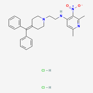 molecular formula C27H32Cl2N4O2 B12748330 N-[2-(4-benzhydrylidenepiperidin-1-yl)ethyl]-2,6-dimethyl-3-nitropyridin-4-amine;dihydrochloride CAS No. 110629-28-2