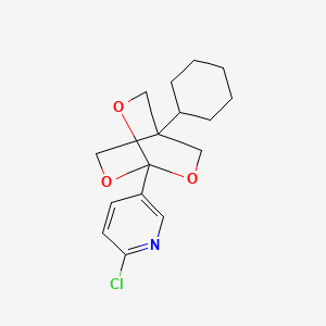 molecular formula C16H20ClNO3 B12748536 Pyridine, 2-chloro-5-(4-cyclohexyl-2,6,7-trioxabicyclo(2.2.2)oct-1-yl)- CAS No. 112731-77-8