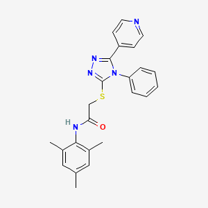 molecular formula C24H23N5OS B12748545 Acetamide, 2-((1-phenyl-5-(4-pyridinyl)-1H-1,3,4-triazol-2-yl)thio)-N-(2,4,6-trimethylphenyl)- CAS No. 113518-56-2