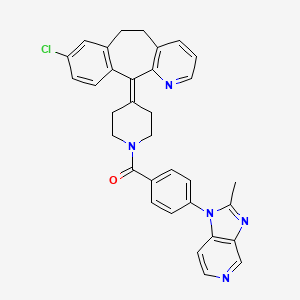 molecular formula C33H28ClN5O B12748564 Methanone, (4-(8-chloro-5,6-dihydro-11H-benzo(5,6)cyclohepta(1,2-b)pyridin-11-ylidene)-1-piperidinyl)(4-(2-methyl-1H-imidazo(4,5-C)pyridin-1-yl)phenyl)- CAS No. 145078-90-6