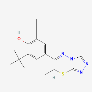 molecular formula C19H26N4OS B12748603 Phenol, 2,6-bis(1,1-dimethylethyl)-4-(7-methyl-7H-1,2,4-triazolo(3,4-b)(1,3,4)thiadiazin-6-yl)- CAS No. 117829-32-0