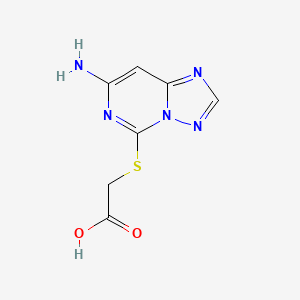 molecular formula C7H7N5O2S B12748616 Acetic acid, ((7-amino-(1,2,4)triazolo(1,5-c)pyrimidin-5-yl)thio)- CAS No. 143212-78-6