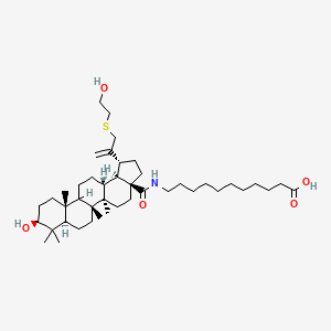 molecular formula C43H73NO5S B12748660 N-(3beta-Hydroxy-30-((2'-hydroxyethyl)thio)lup-20(29)-en-28-oyl)-11-aminoundecanoic acid CAS No. 150840-83-8