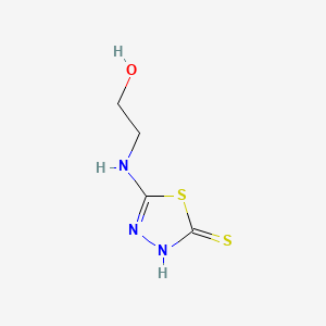 molecular formula C4H7N3OS2 B12748784 Ethanol, 2-(5-mercapto-1,3,4-thiadiazol-2-ylamino)- CAS No. 63503-52-6