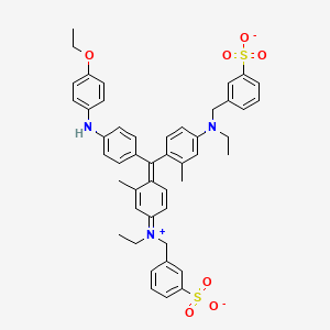 molecular formula C47H48N3O7S2- B12748815 Hydrogen (4-((4-((4-ethoxyphenyl)amino)phenyl)(4-(ethyl(3(or 4)-sulphonatobenzyl)amino)-o-tolyl)methylene)-3-methylcyclohexa-2,5-dien-1-ylidene)(ethyl)(3(or 4)-sulphonatobenzyl)ammonium CAS No. 85248-89-1