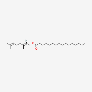 molecular formula C26H48O2 B12748876 Hexadecanoic acid, (2E)-3,7-dimethyl-2,6-octadienyl ester CAS No. 3681-73-0