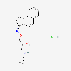 molecular formula C19H23ClN2O2 B12748884 3-(3-(Cyclopropylamino)-2-hydroxypropoxyimino)-2,3-dihydro-1H-benz(e)indene hydrochloride CAS No. 157596-40-2