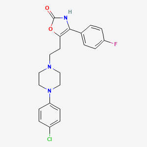 molecular formula C21H21ClFN3O2 B12748894 2(3H)-Oxazolone, 5-(2-(4-(4-chlorophenyl)-1-piperazinyl)ethyl)-4-(4-fluorophenyl)- CAS No. 120944-15-2