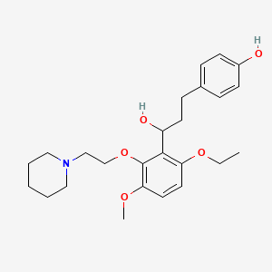molecular formula C25H35NO5 B12748972 alpha-(6-Ethoxy-3-methoxy-2-(2-(1-piperidinyl)ethoxy)phenyl)-4-hydroxybenzenepropanol CAS No. 126406-29-9