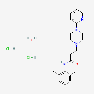 molecular formula C20H30Cl2N4O2 B12748990 N-(2,6-Dimethylphenyl)-4-(2-pyridinyl)-1-piperazinepropanamide dihydrochloride hydrate CAS No. 104373-51-5