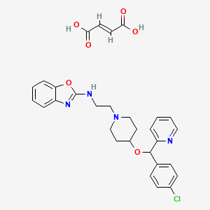 molecular formula C30H31ClN4O6 B12748996 2-(2-(4-((4-Chlorophenyl)-2-pyridylmethoxy)-1-piperidyl)ethylamino)benzoxazole fumarate CAS No. 125602-57-5