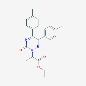 molecular formula C22H23N3O3 B012749 1,2,4-Triazine-2(3H)-acetic acid, 5,6-bis(4-methylphenyl)-alpha-methyl-3-oxo-, ethyl ester CAS No. 108734-89-0