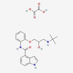 molecular formula C24H29N3O7 B12749105 N-(2-(3-((1,1-Dimethylethyl)amino)-2-hydroxypropoxy)phenyl)-1H-indol-4-carboxamide oxalate CAS No. 112857-84-8
