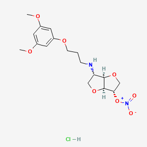 molecular formula C17H25ClN2O8 B12749135 [(3S,3aR,6S,6aS)-3-[3-(3,5-dimethoxyphenoxy)propylamino]-2,3,3a,5,6,6a-hexahydrofuro[3,2-b]furan-6-yl] nitrate;hydrochloride CAS No. 81785-42-4