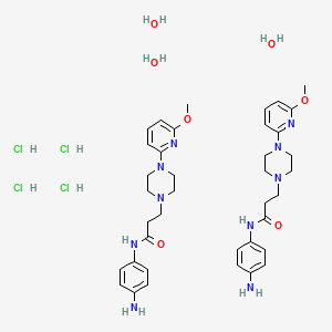 molecular formula C38H60Cl4N10O7 B12749181 N-(4-aminophenyl)-3-[4-(6-methoxypyridin-2-yl)piperazin-1-yl]propanamide;trihydrate;tetrahydrochloride CAS No. 104373-72-0