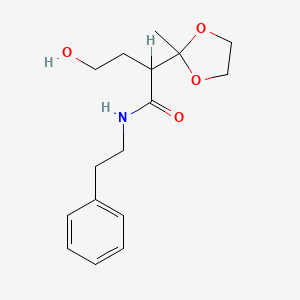 molecular formula C16H23NO4 B12749209 alpha-(2-Hydroxyethyl)-2-methyl-N-(2-phenylethyl)-1,3-dioxolane-2-acetamide CAS No. 128746-84-9