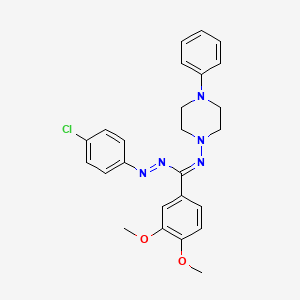 molecular formula C25H26ClN5O2 B12749238 N-(((4-Chlorophenyl)azo)(3,4-dimethoxyphenyl)methylene)-4-phenyl-1-piperazinamine CAS No. 127718-42-7