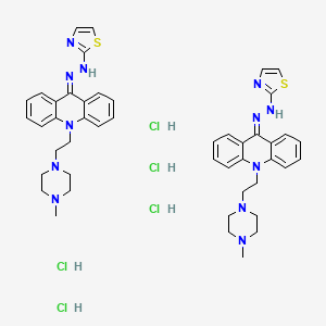 molecular formula C46H57Cl5N12S2 B12749274 N-[[10-[2-(4-methylpiperazin-1-yl)ethyl]acridin-9-ylidene]amino]-1,3-thiazol-2-amine;pentahydrochloride CAS No. 113931-14-9