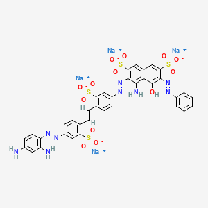 molecular formula C36H25N9Na4O13S4 B12749276 Tetrasodium 4-amino-3-((4-(2-(4-((2,4-diaminophenyl)azo)-2-sulphonatophenyl)vinyl)-3-sulphonatophenyl)azo)-5-hydroxy-6-(phenylazo)naphthalene-2,7-disulphonate CAS No. 51473-76-8