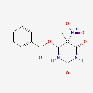 molecular formula C12H11N3O6 B12749317 Dihydro-6-(benzoyloxy)-5-methyl-5-nitro-2,4(1H,3H)-pyrimidinedione CAS No. 82531-53-1