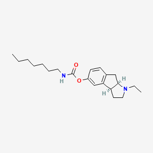 molecular formula C21H32N2O2 B12749357 cis-(+-)-1-Ethyl-1,2,3,3a,8,8a-hexahydroindeno(2,1-b)pyrrol heptylcarbamate CAS No. 139761-05-0