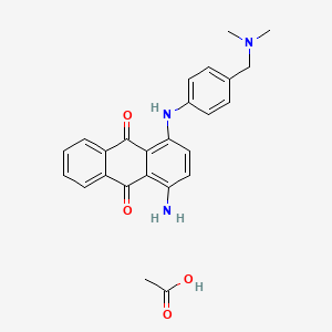 molecular formula C23H21N3O2.C2H4O2<br>C25H25N3O4 B12749407 9,10-Anthracenedione, 1-amino-4-((4-((dimethylamino)methyl)phenyl)amino)-, monoacetate CAS No. 83968-83-6