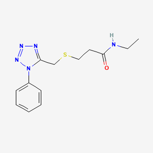 molecular formula C13H17N5OS B12749434 N-Ethyl-3-(((1-phenyl-1H-tetrazol-5-yl)methyl)thio)propanamide CAS No. 85697-07-0