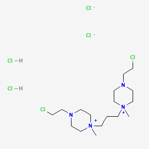 molecular formula C17H38Cl6N4 B12749438 Piperazinium, 1,1'-trimethylenebis(4-(2-chloroethyl)-1-methyl-, dichloride, dihydrochloride CAS No. 102517-21-5