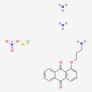 molecular formula C17H21ClN4O6Pt B12749453 Platinum(1+), (1-(3-aminopropoxy)-9,10-anthracenedione-N)diamminechloro-, (SP-4-2)-, nitrate CAS No. 139165-85-8