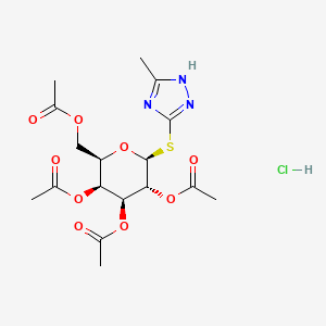 molecular formula C17H24ClN3O9S B12749492 beta-D-Galactopyranoside, 5-methyl-1H-1,2,4-triazol-3-yl 1-thio-, 2,3,4,6-tetraacetate, monohydrochloride CAS No. 116509-59-2