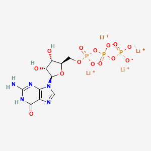 molecular formula C10H12Li4N5O14P3 B12749516 Tetralithium guanosine triphosphate CAS No. 116912-60-8