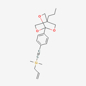 molecular formula C21H28O3Si B12749576 Silane, dimethyl-2-propenyl((4-(4-propyl-2,6,7-trioxabicyclo(2.2.2)oct-1-yl)phenyl)ethynyl)- CAS No. 134134-01-3