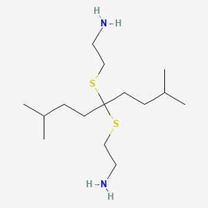 molecular formula C15H34N2S2 B12749640 Ethanamine, 2,2'-((4-methyl-1-(3-methylbutyl)pentylidene)bis(thio))bis- CAS No. 91485-98-2