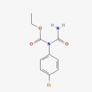 molecular formula C10H11BrN2O3 B12749649 Carbamic acid, (aminocarbonyl)(4-bromophenyl)-, ethyl ester CAS No. 71235-96-6