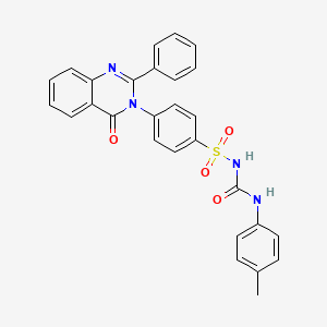 molecular formula C28H22N4O4S B12749686 N-(((4-Methylphenyl)amino)carbonyl)-4-(4-oxo-2-phenyl-3(4H)-quinazolinyl)benzenesulfonamide CAS No. 113849-23-3