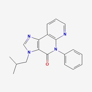 molecular formula C19H18N4O B12749695 4H-Imidazo(4,5-c)(1,8)naphthyridin-4-one, 3,5-dihydro-3-(2-methylpropyl)-5-phenyl- CAS No. 139482-14-7
