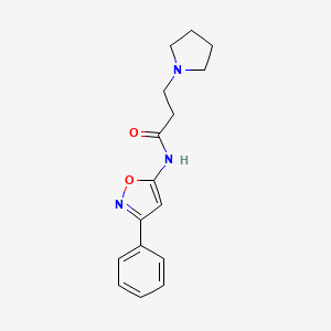 molecular formula C16H19N3O2 B12749709 N-(3-Phenyl-5-isoxazolyl)-1-pyrrolidinepropanamide CAS No. 86683-49-0