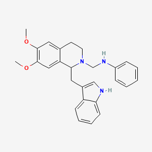 molecular formula C27H29N3O2 B12749714 3,4-Dihydro-6,7-dimethoxy-1-(1H-indol-3-ylmethyl)-N-phenyl-2(1H)-isoquinolinemethanamine CAS No. 84218-36-0