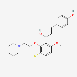 molecular formula C24H33NO4S B12749724 4-Hydroxy-alpha-(6-methoxy-3-(methylthio)-2-(2-(1-piperidinyl)ethoxy)phenyl)benzenepropanol CAS No. 126406-37-9