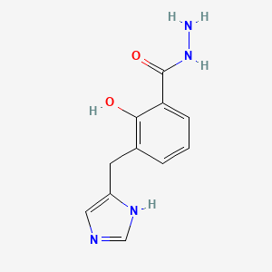 molecular formula C11H12N4O2 B12749743 Benzoic acid, 2-hydroxy-3-(1H-imidazol-4-ylmethyl)-, hydrazide CAS No. 127190-49-2